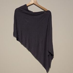 Asymmetric Charcoal Draped Poncho